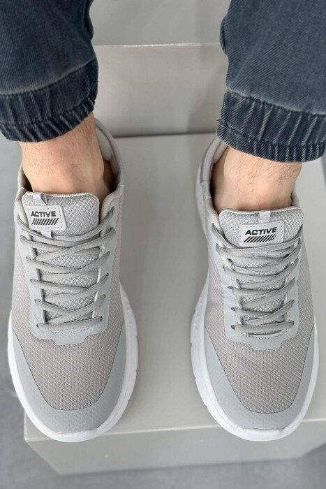 ONE COLOR LACING PLATFORM MEN SNEAKERS LIGHT GREY/GZ - 3