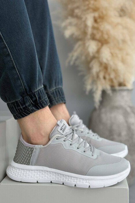 ONE COLOR LACING PLATFORM MEN SNEAKERS LIGHT GREY/GZ - 4