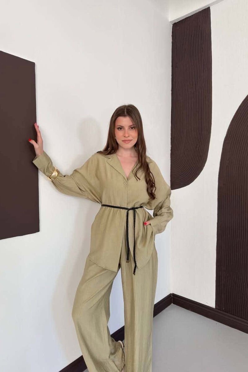 ONE COLOR LACING SHIRT DETAIL + TROUSERS WOMAN SET MINT/MENTE - 3