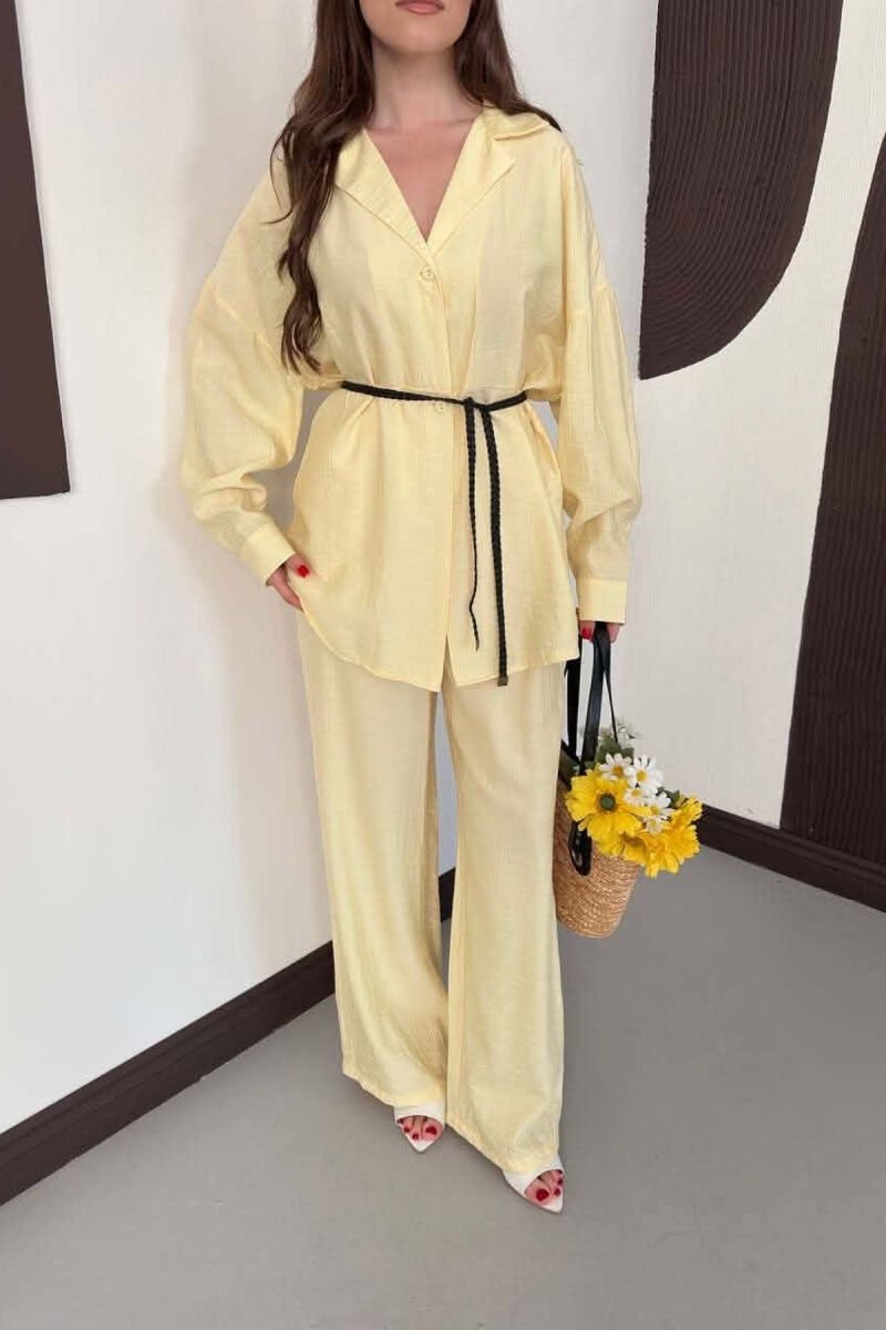 ONE COLOR LACING SHIRT DETAIL + TROUSERS WOMAN SET YELLOW/E VERDHE - 6