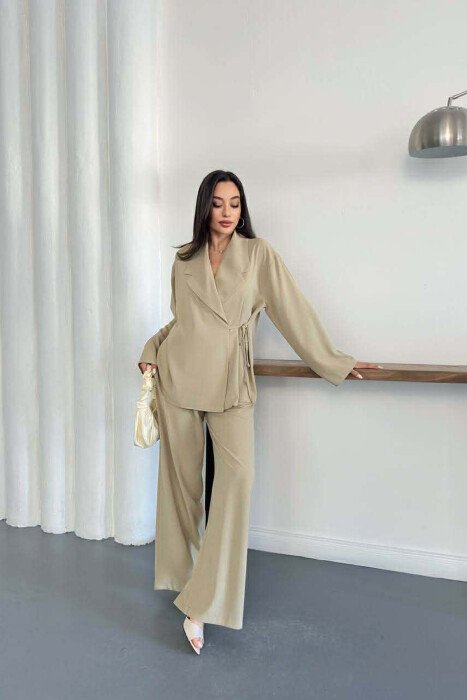 ONE COLOR LACING SHIRT + TROUSERS WOMAN SET MINT/MENTE - KLAUDIO FASHION