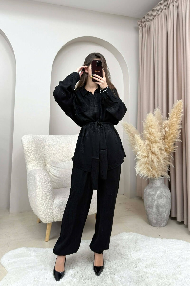 ONE COLOR LACING SHIRT+ TROUSERS WOMEN SET BLACK/ E ZEZE - 1