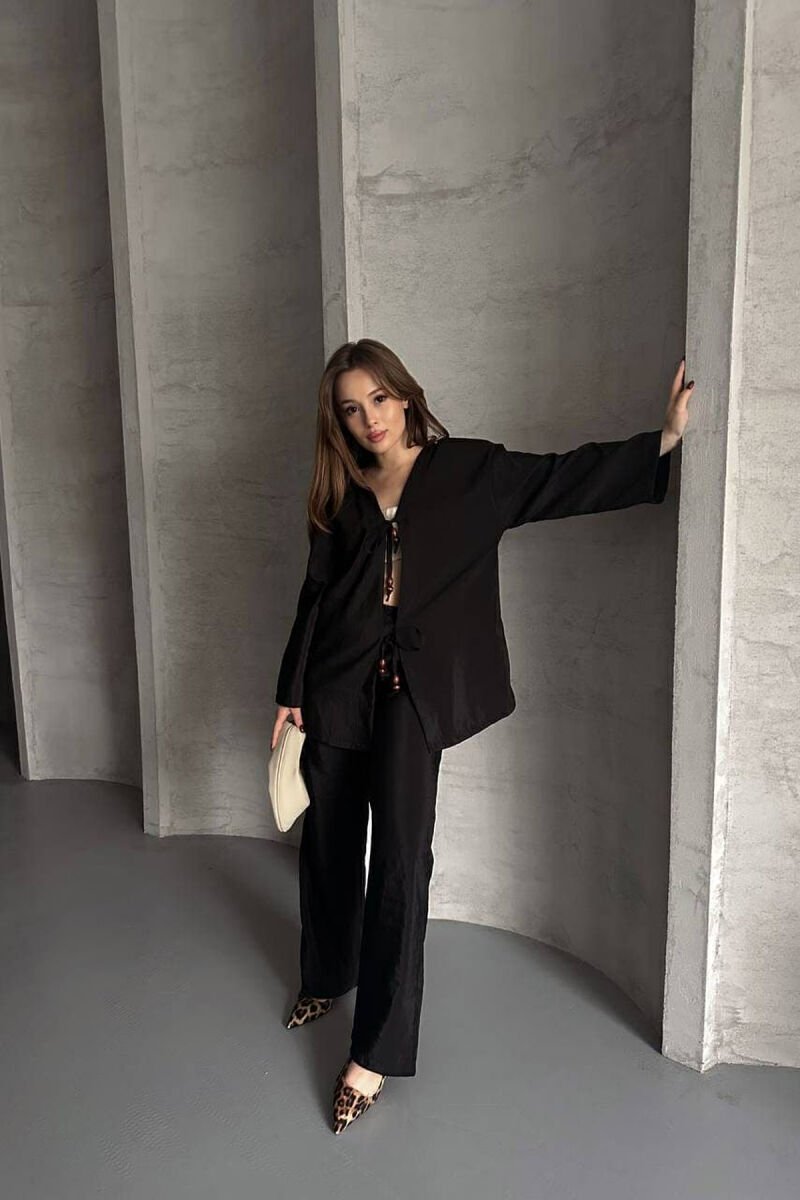 ONE COLOR LACING SHIRT+TROUSERS WOMEN SET BLACK/ E ZEZE - 3
