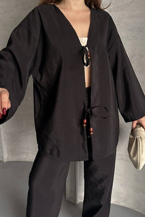 ONE COLOR LACING SHIRT+TROUSERS WOMEN SET BLACK/ E ZEZE - 4