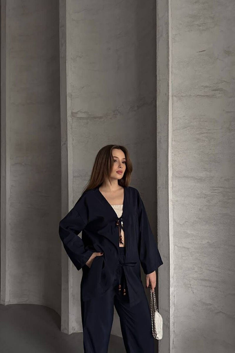 ONE COLOR LACING SHIRT+TROUSERS WOMEN SET BLUE/BLU - 2