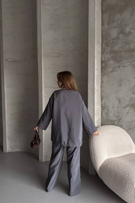 ONE COLOR LACING SHIRT+TROUSERS WOMEN SET GREY/GRI - 3