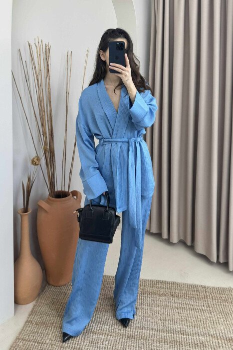 ONE COLOR LACING SHIRT+TROUSERS WOMEN SET LIGHTBLUE/BZ - 2