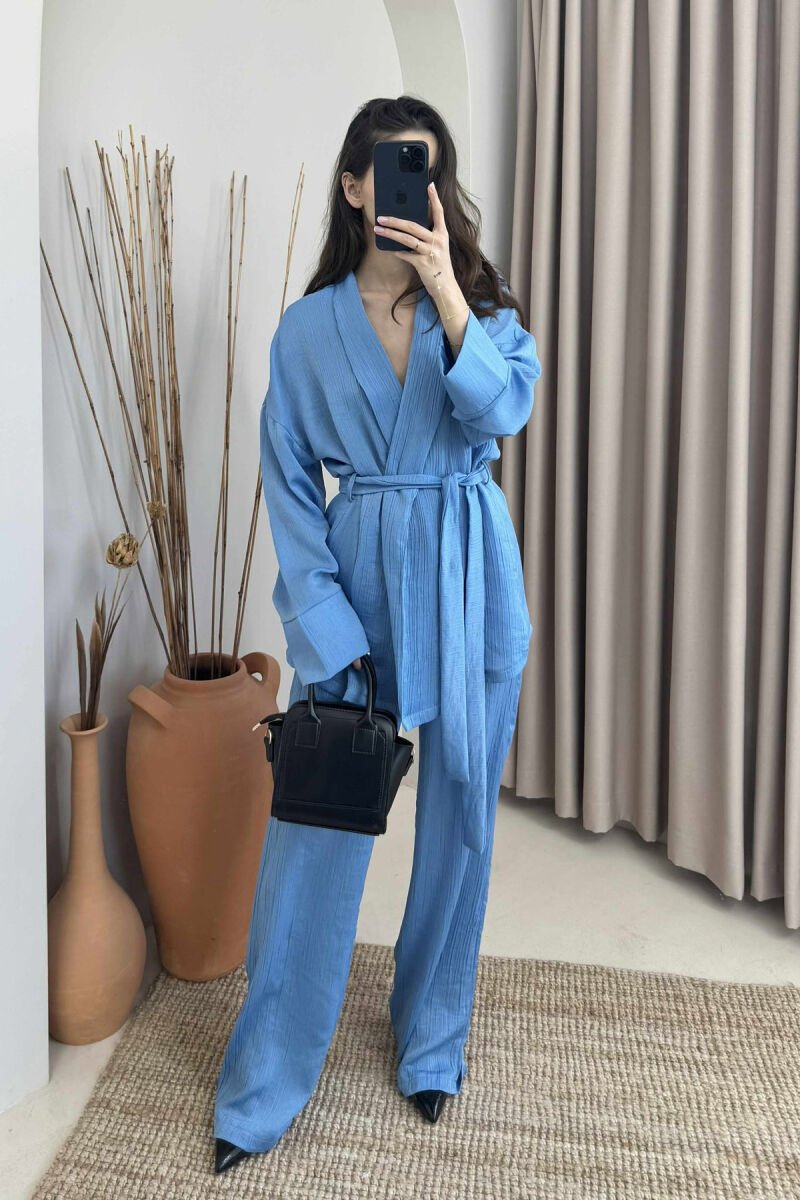 ONE COLOR LACING SHIRT+TROUSERS WOMEN SET LIGHTBLUE/BZ - 2