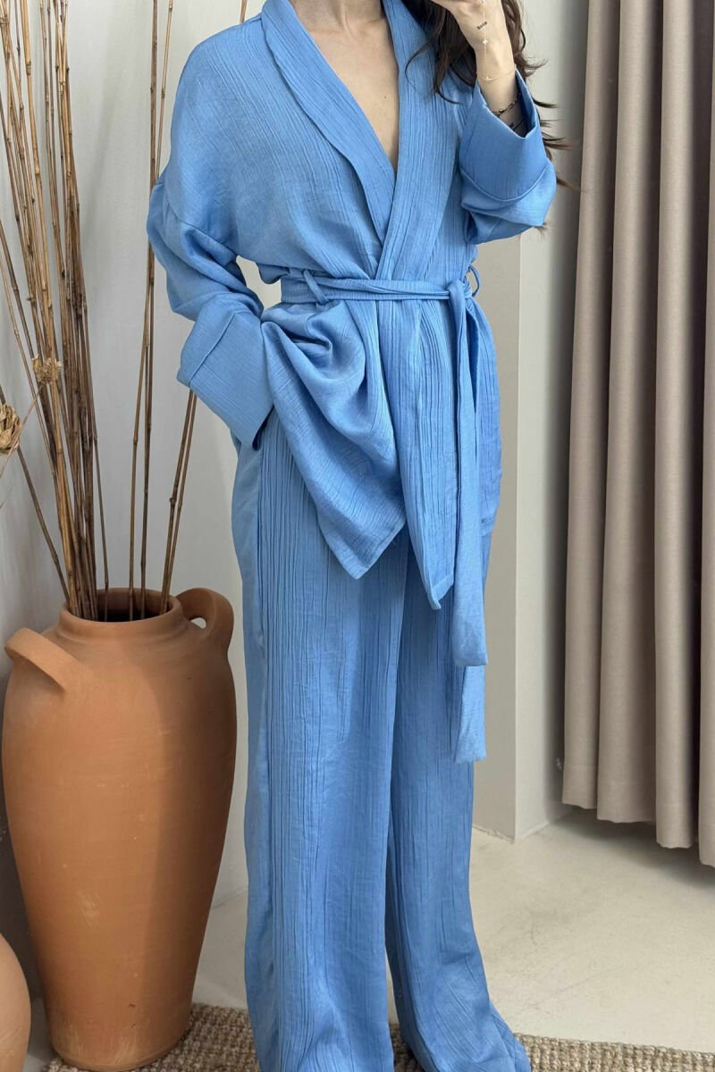 ONE COLOR LACING SHIRT+TROUSERS WOMEN SET LIGHTBLUE/BZ - 3