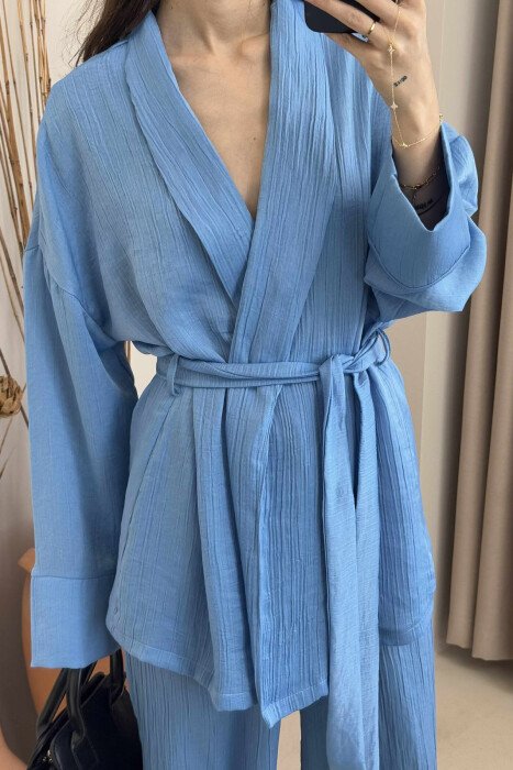 ONE COLOR LACING SHIRT+TROUSERS WOMEN SET LIGHTBLUE/BZ - 4