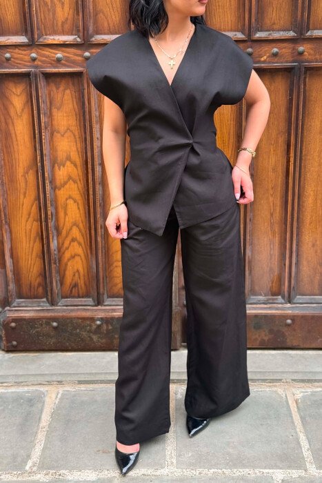 ONE COLOR LACING VEST + TROUSERS WOMAN SET BLACK/ E ZEZE - 3