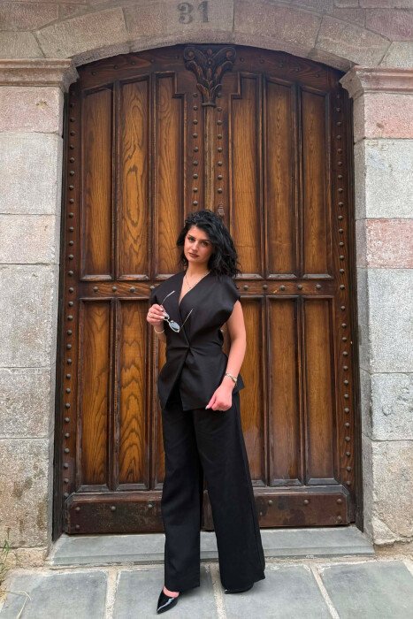 ONE COLOR LACING VEST + TROUSERS WOMAN SET BLACK/ E ZEZE - 4