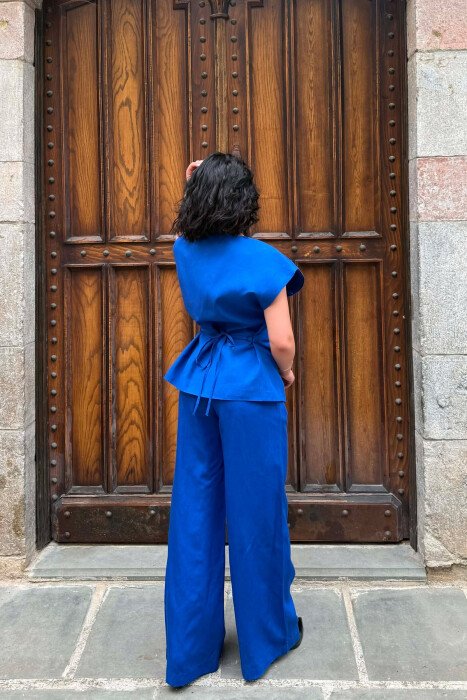 ONE COLOR LACING VEST + TROUSERS WOMAN SET BLUE/BLU - 2