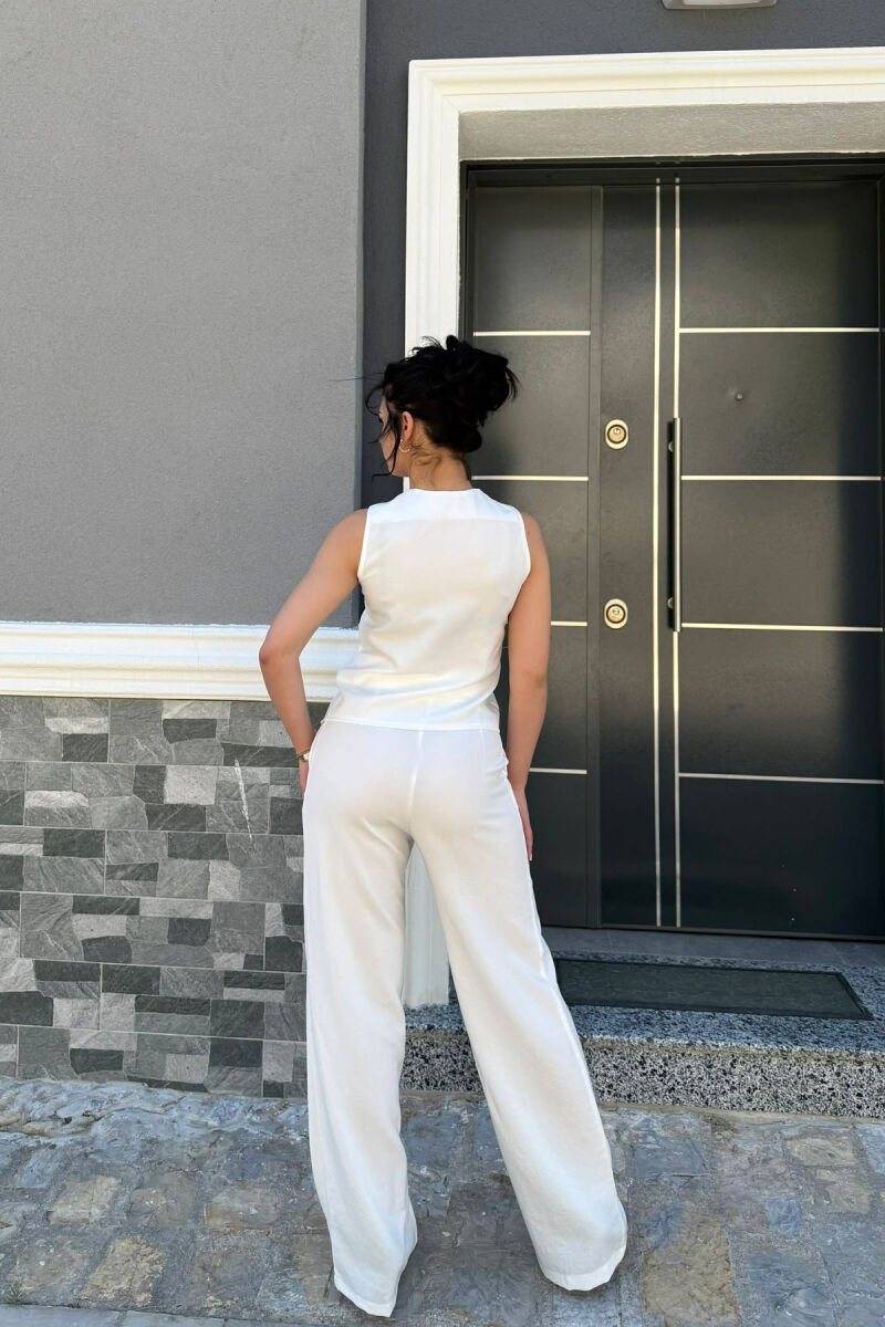 ONE COLOR LACING VEST + TROUSERS WOMAN SET WHITE-E BARDHE - 6