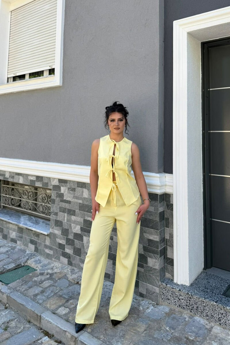 ONE COLOR LACING VEST + TROUSERS WOMAN SET YELLOW/E VERDHE - 1