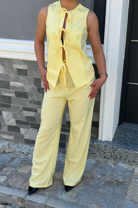 ONE COLOR LACING VEST + TROUSERS WOMAN SET YELLOW/E VERDHE - 2