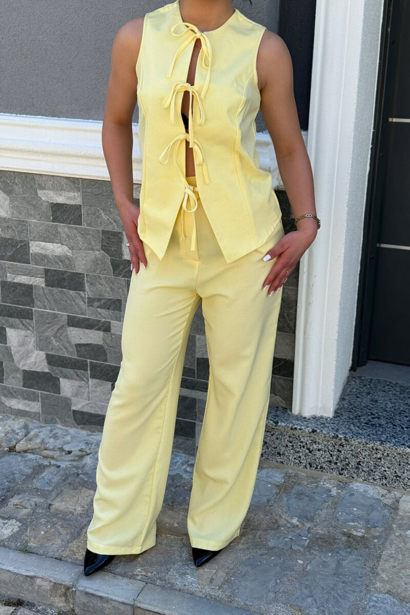 ONE COLOR LACING VEST + TROUSERS WOMAN SET YELLOW/E VERDHE - 2