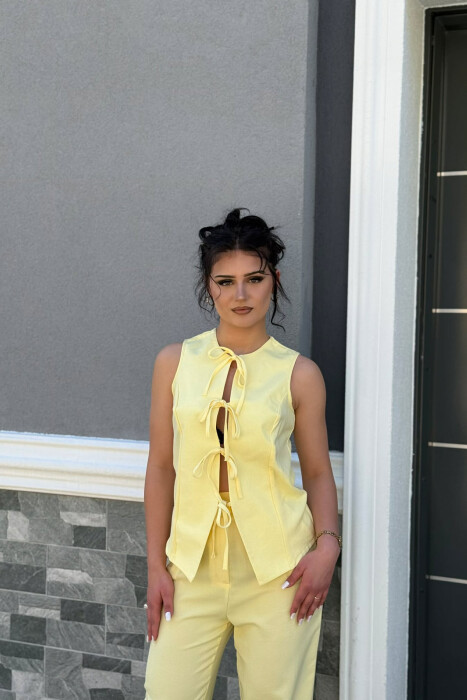 ONE COLOR LACING VEST + TROUSERS WOMAN SET YELLOW/E VERDHE - 5