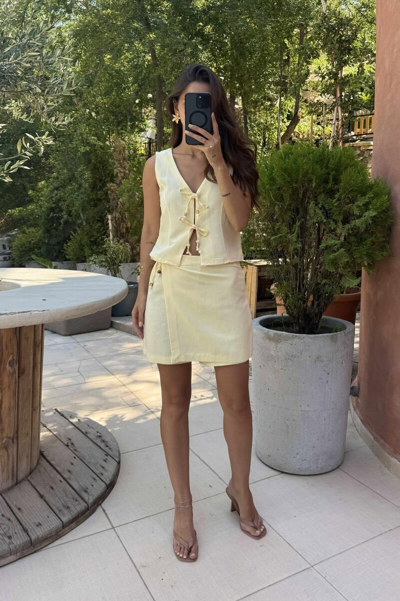 ONE COLOR LACING VEST+SKORT WOMEN SET YELLOW/E VERDHE - 2