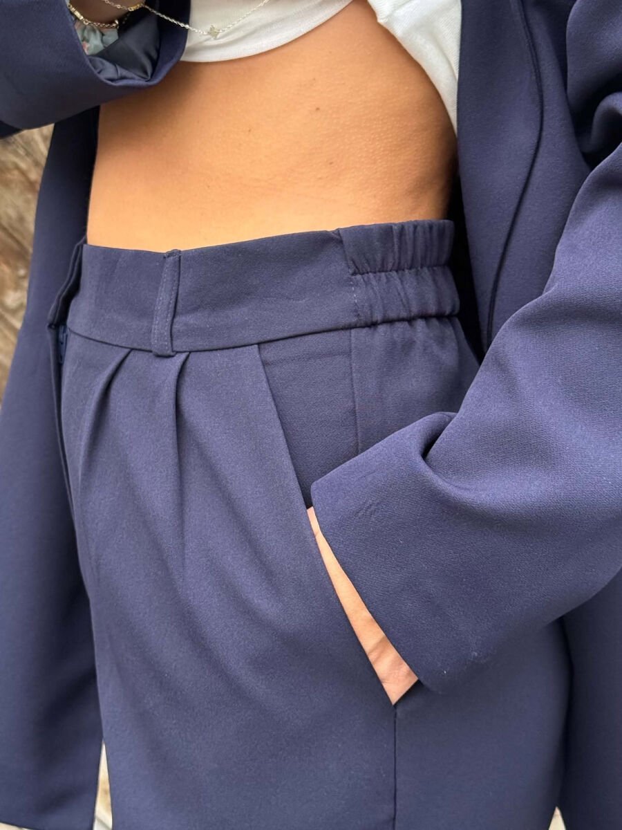 ONE COLOR LACING WAIST JACKET + TROUSERS WOMAN SET DARK BLUE/BEE - 5