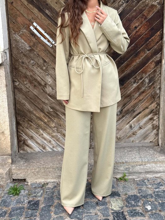 ONE COLOR LACING WAIST JACKET + TROUSERS WOMAN SET MINT/MENTE - 3