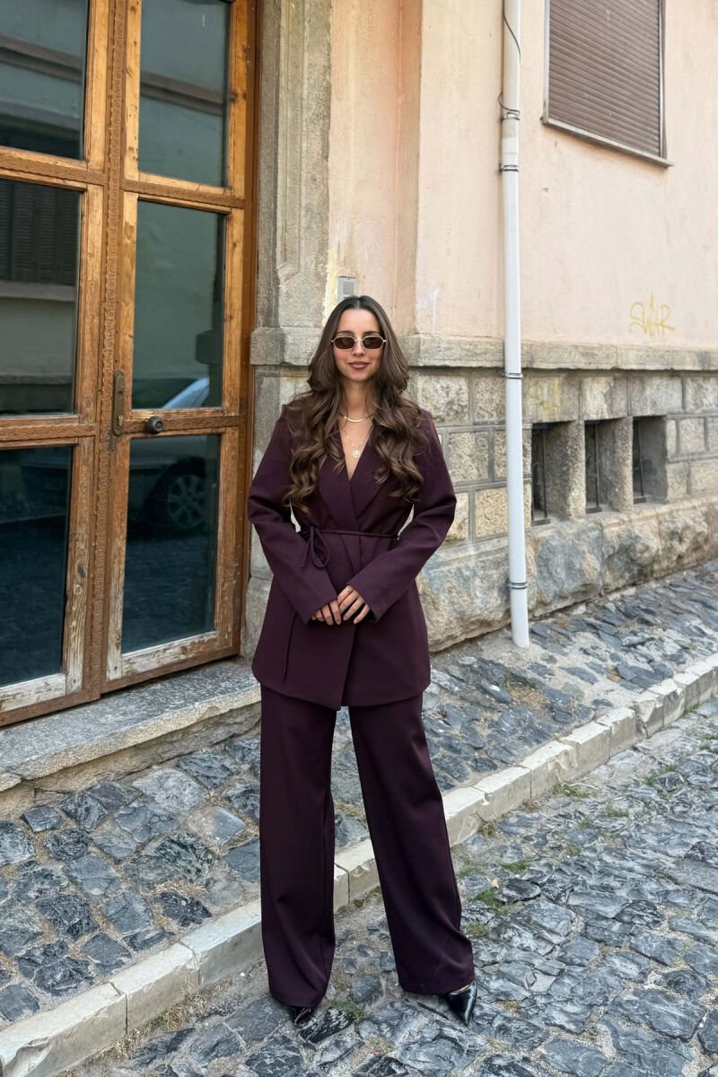 ONE COLOR LACING WAIST JACKET + TROUSERS WOMAN SET PURPLE/LEJLA - 1