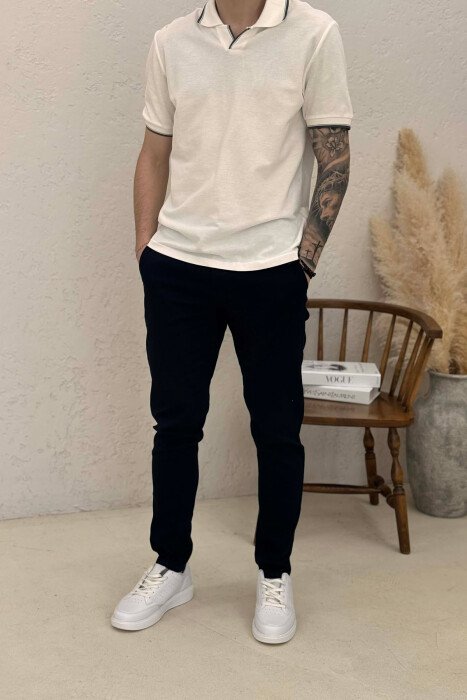 ONE COLOR LACING WAIST MEN PANTS BLUE/BLU - 1
