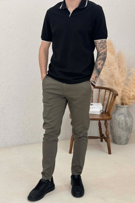 PANTALLONA NJE NGJYRESHE ME LIDHESE TEK BELI PER MESHKUJ NE NGJYRE JESHILE - KLAUDIO FASHION