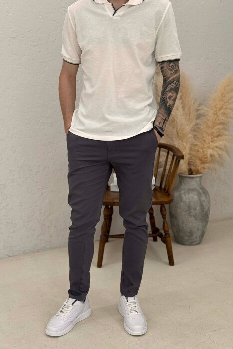PANTALLONA NJE NGJYRESHE ME LIDHESE TEK BELI PER MESHKUJ NE NGJYRE GRI - KLAUDIO FASHION