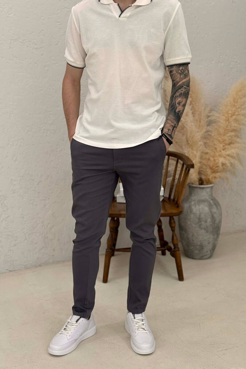 ONE COLOR LACING WAIST MEN PANTS GREY/GRI - 1