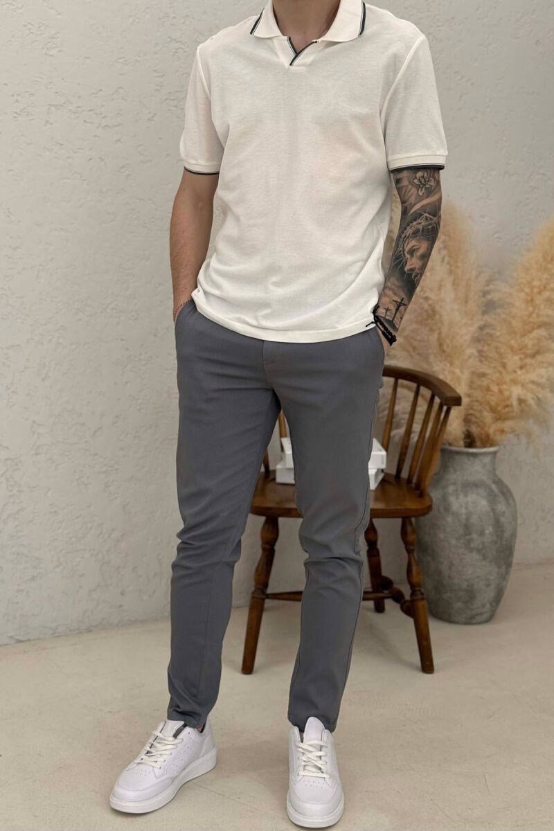 ONE COLOR LACING WAIST MEN PANTS LIGHT GREY/GZ - 1