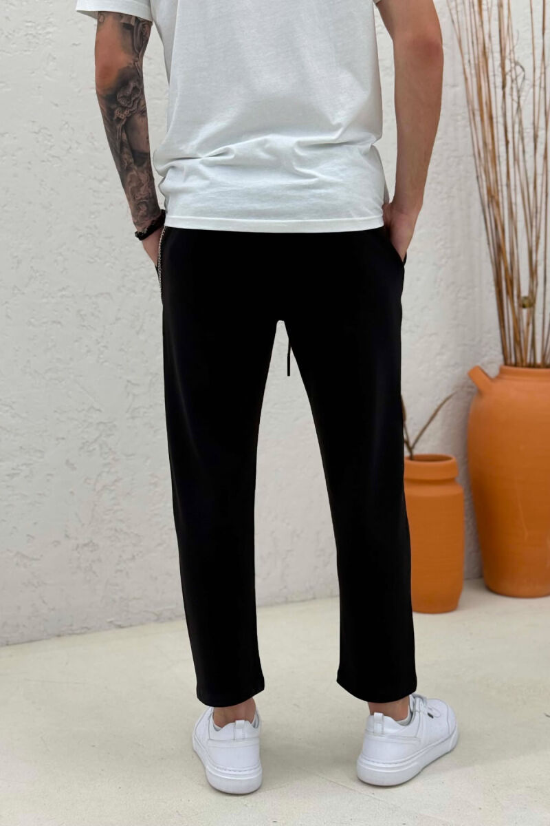 ONE COLOR LACING WAIST MEN SWEATPANTS BLACK/ E ZEZE - 3