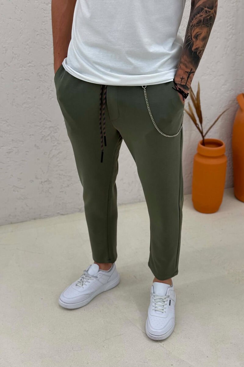 ONE COLOR LACING WAIST MEN SWEATPANTS GREEN/JESHILE - 2