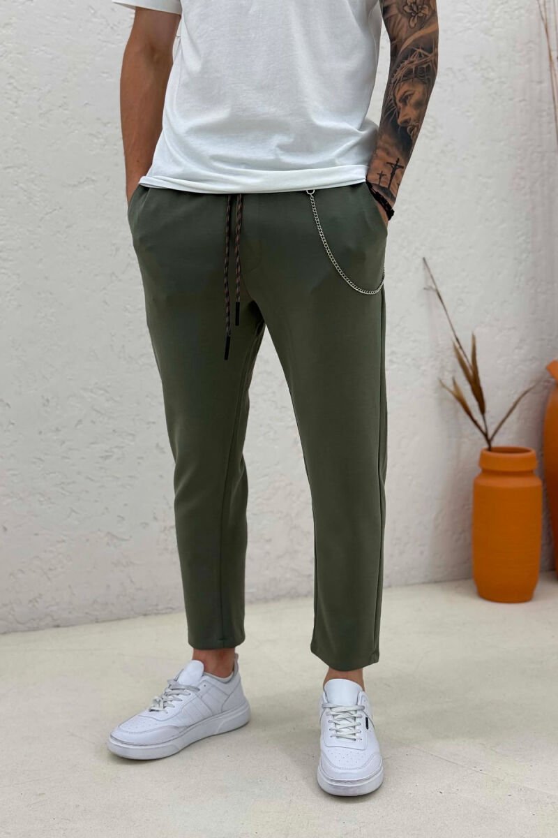 ONE COLOR LACING WAIST MEN SWEATPANTS GREEN/JESHILE - 4