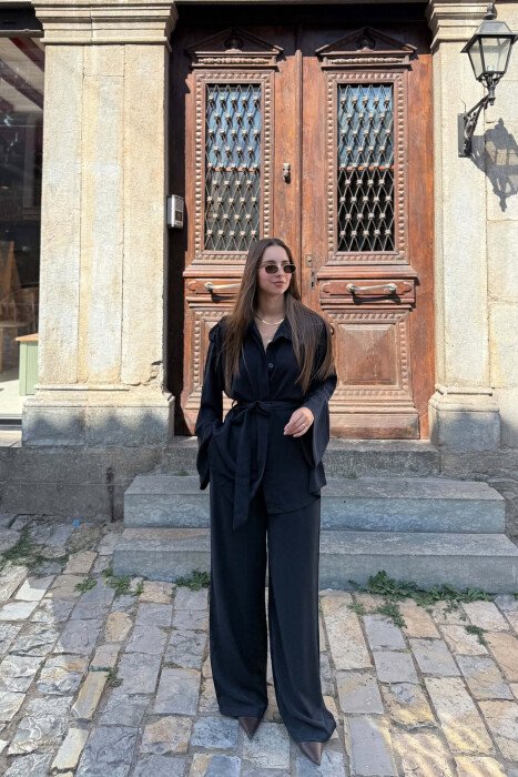 SET KEMISHE+PANTALLONA PER FEMRA NE NGJYRE BLU TE ERRET - KLAUDIO FASHION