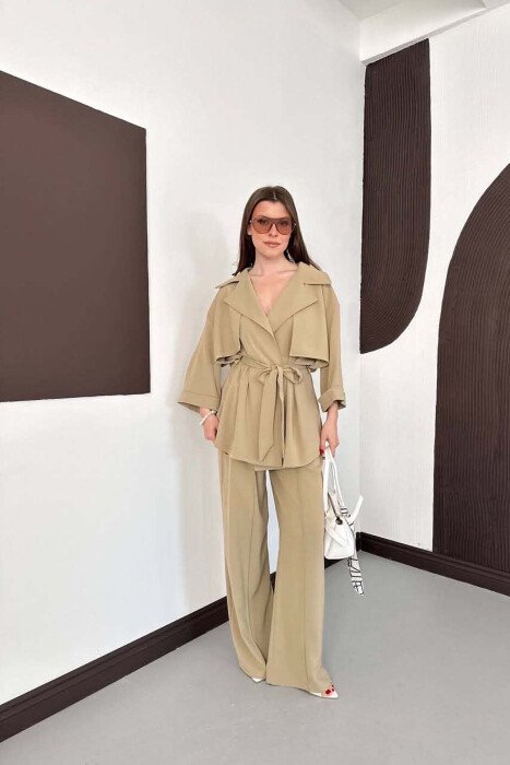 ONE COLOR LACING WAIST SHIRT + TROUSERS WOMAN SET MINT/MENTE - 1