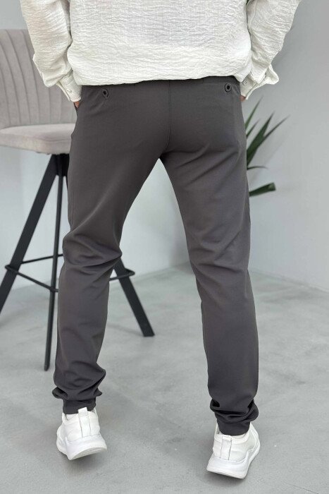ONE COLOR LACING WAIST SIMPLE MEN PANTS DARK GREY/GEE - 2