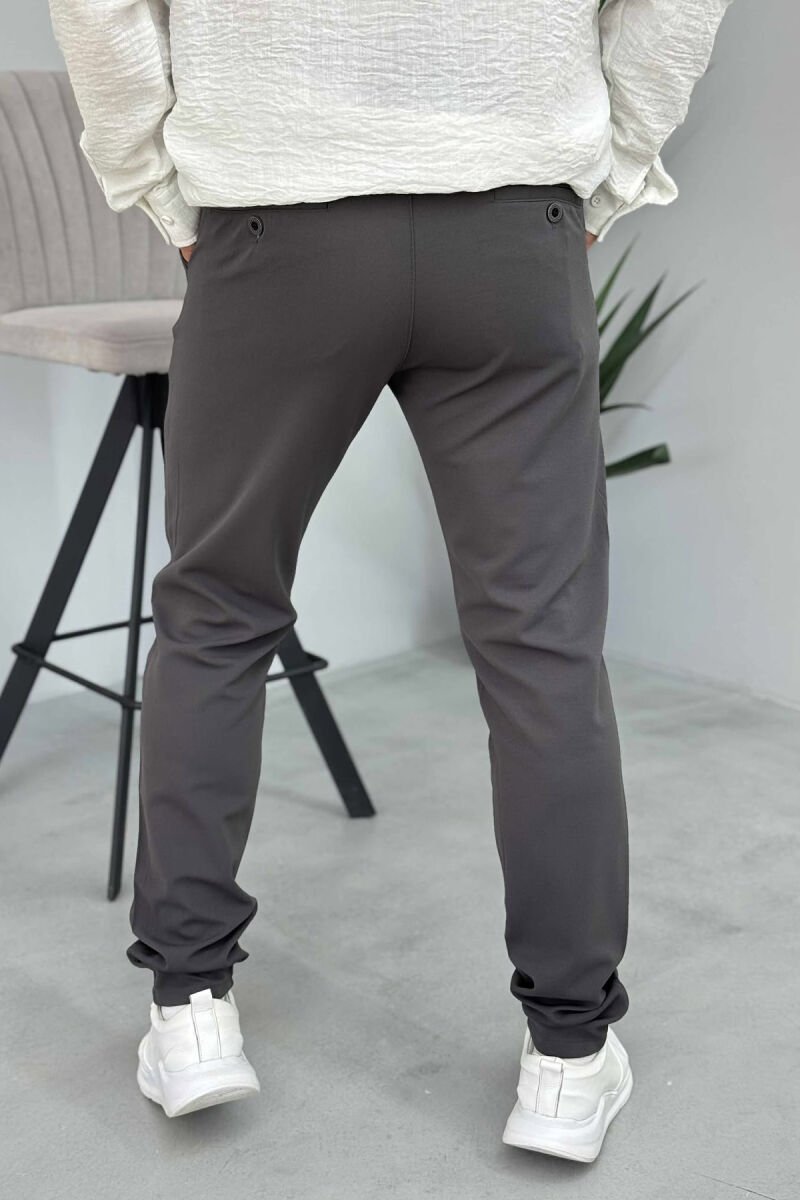 ONE COLOR LACING WAIST SIMPLE MEN PANTS DARK GREY/GEE - 2