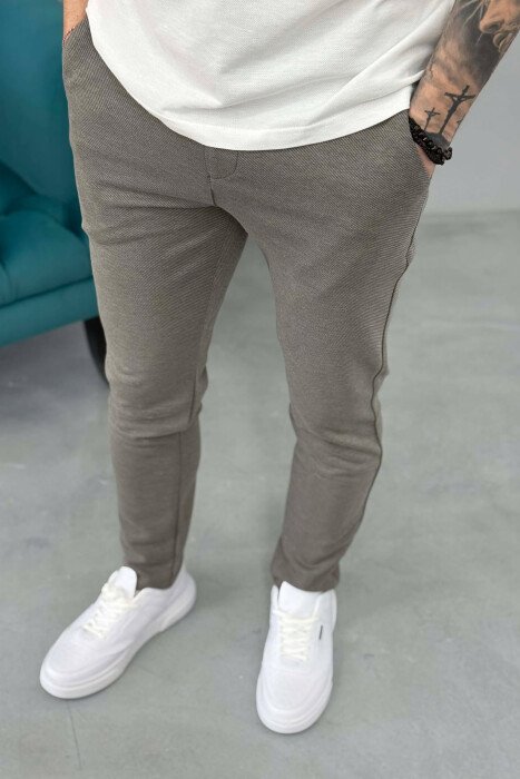 ONE COLOR LACING WAIST SIMPLE MEN PANTS OLIVE/ULLI - 4