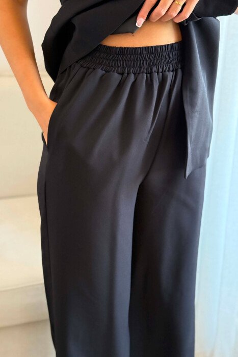 ONE COLOR LACING WAIST VEST + TROUSERS WOMAN SET BLACK/ E ZEZE - 3