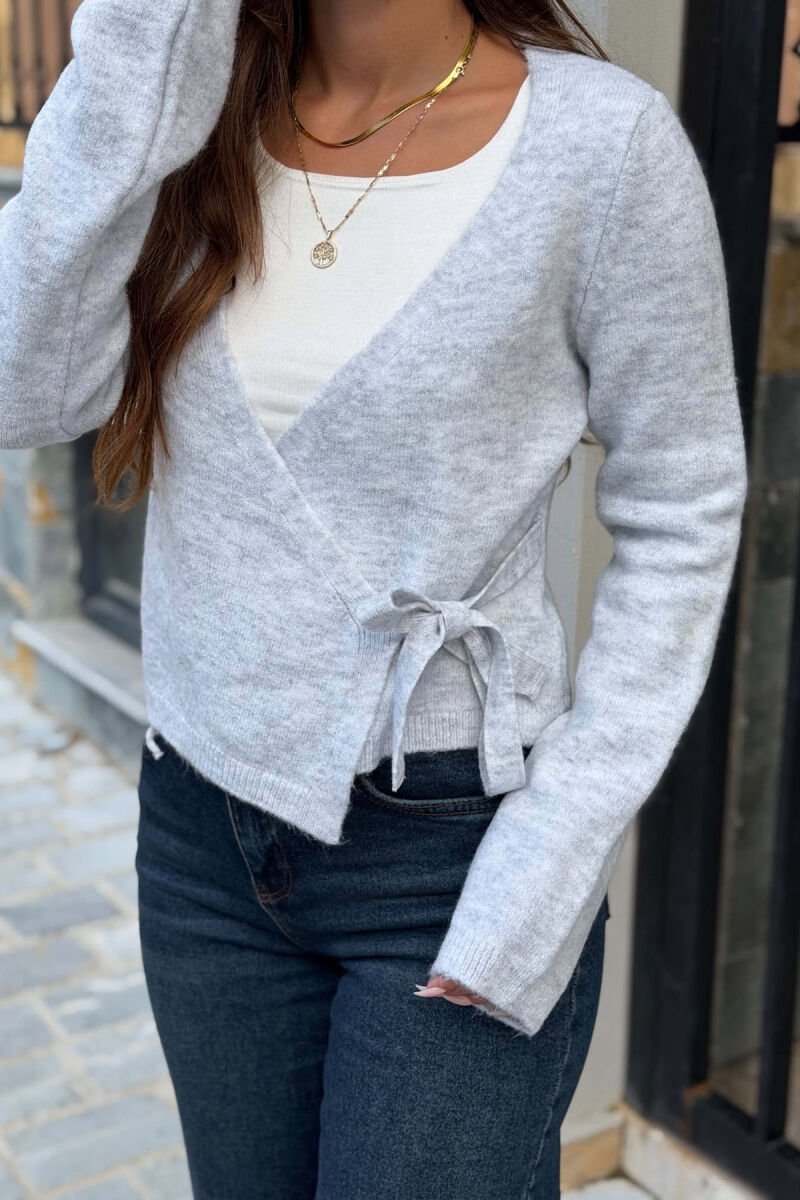 ONE COLOR LACING WAIST WOMAN CARDIGAN GREY/GRI - 2