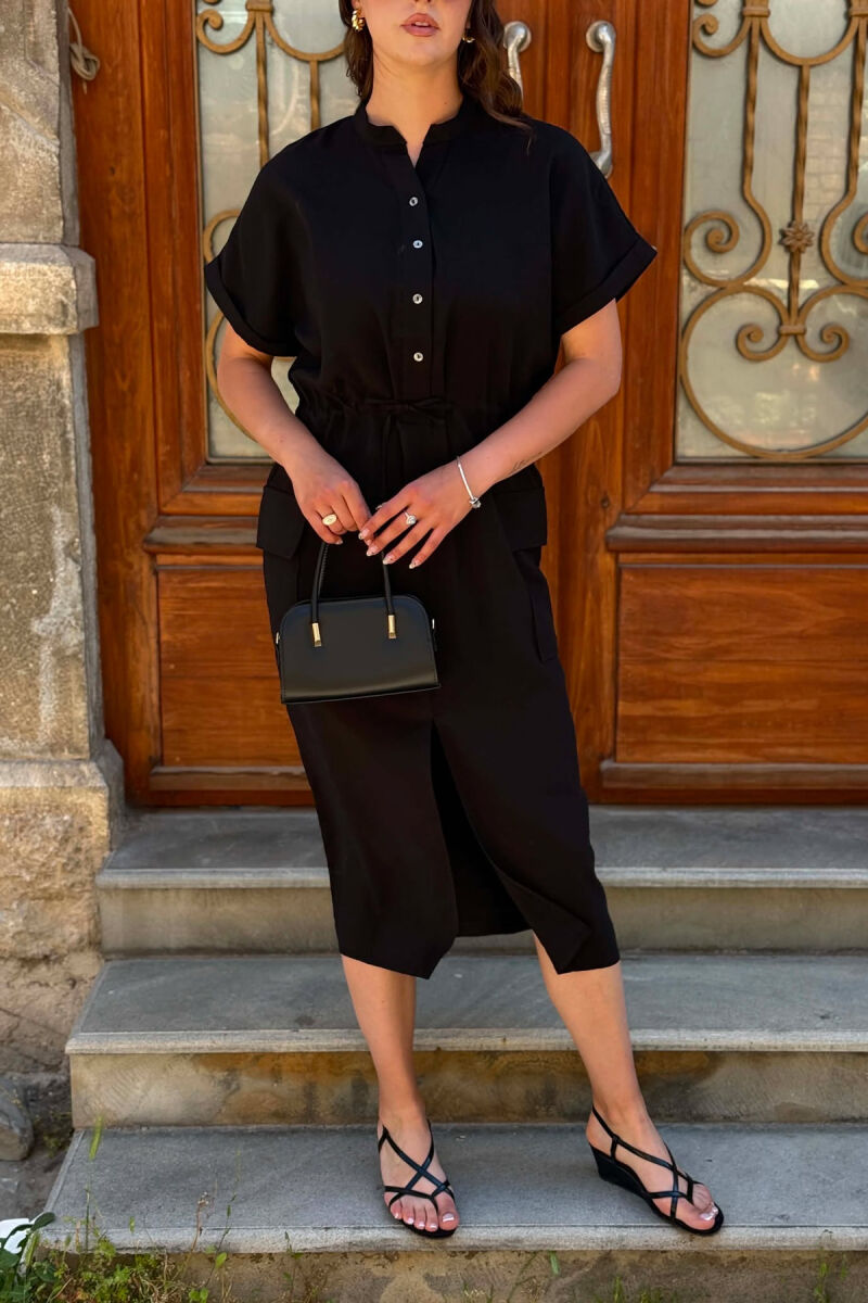 ONE COLOR LACING WAIST WOMAN DRESS BLACK/ E ZEZE - 2