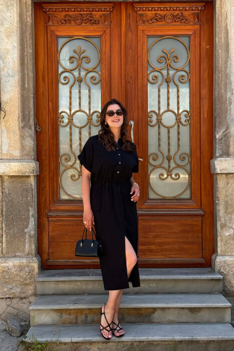 ONE COLOR LACING WAIST WOMAN DRESS BLACK/ E ZEZE - 3