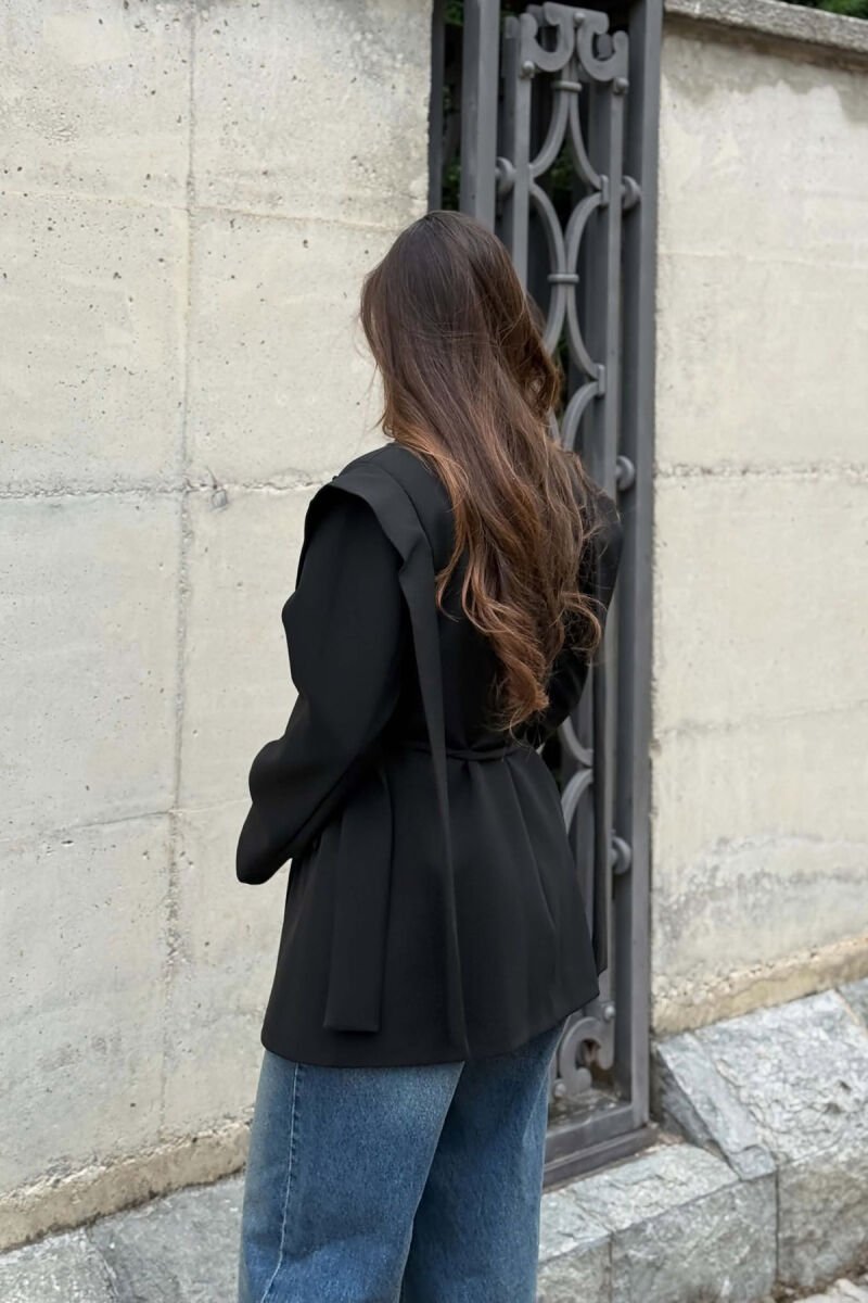 ONE COLOR LACING WAIST WOMAN JACKET BLACK/ E ZEZE - 3