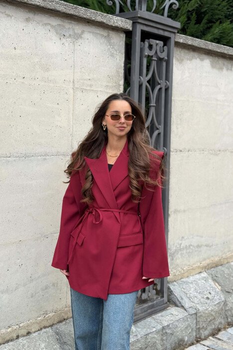 ONE COLOR LACING WAIST WOMAN JACKET BURGUNDY/VISHNJE 