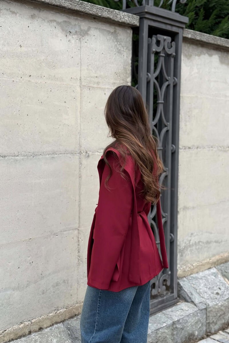 ONE COLOR LACING WAIST WOMAN JACKET BURGUNDY/VISHNJE - 2