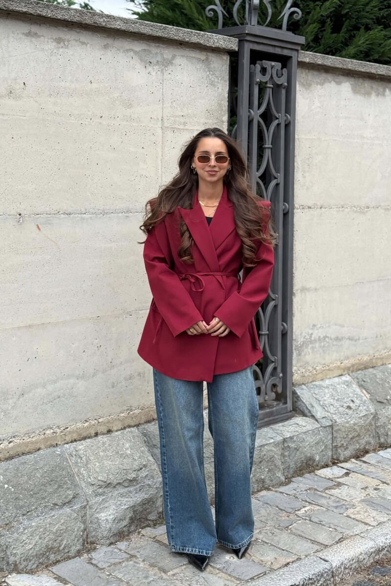 ONE COLOR LACING WAIST WOMAN JACKET BURGUNDY/VISHNJE - 4