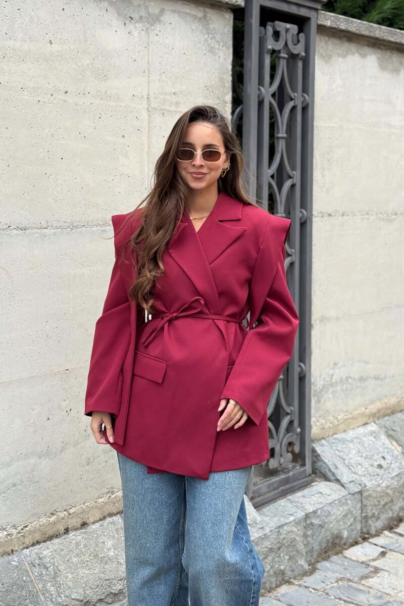 ONE COLOR LACING WAIST WOMAN JACKET DARK BURGUNDY/VISHNJE E ERRET - 1