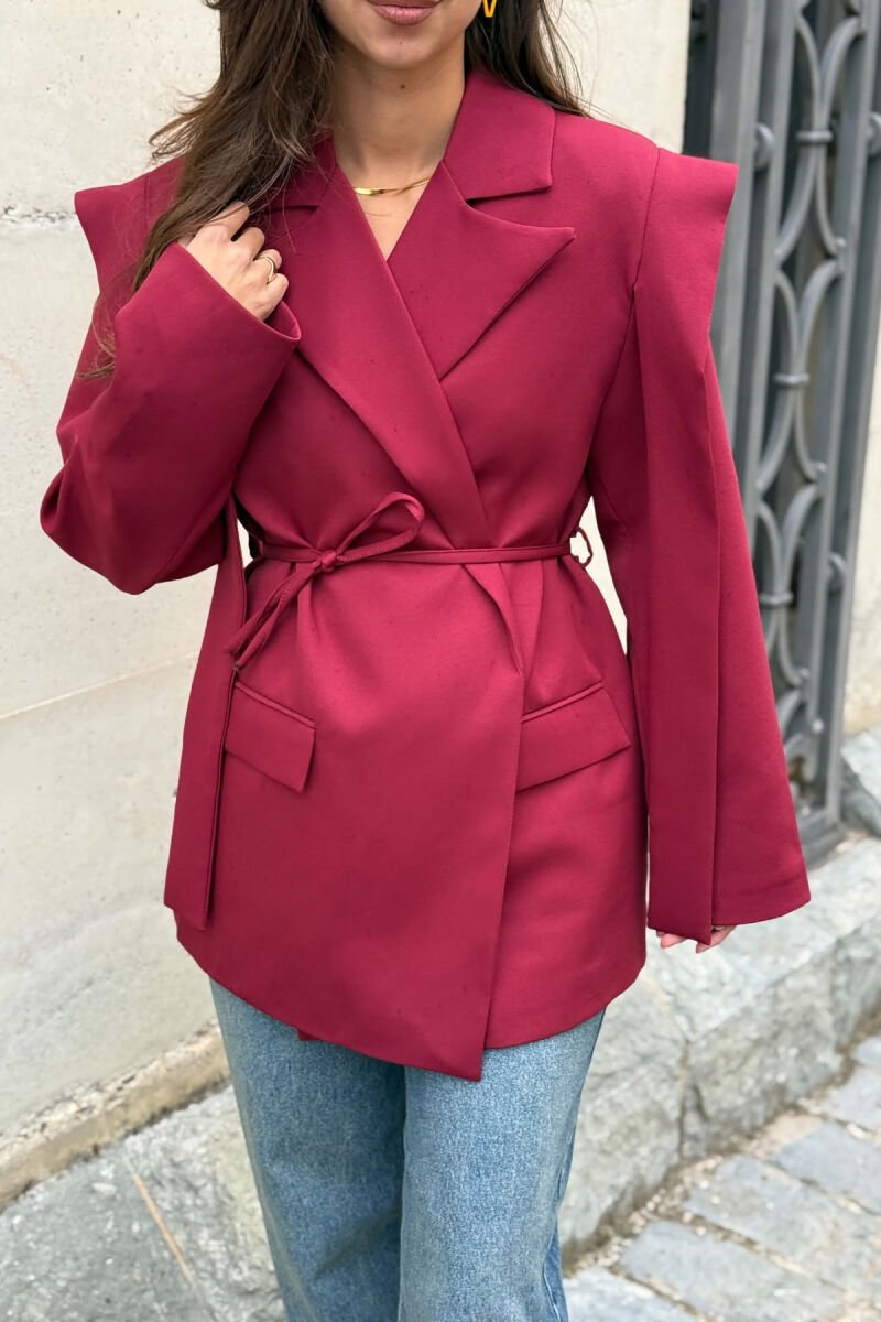 ONE COLOR LACING WAIST WOMAN JACKET DARK BURGUNDY/VISHNJE E ERRET - 2