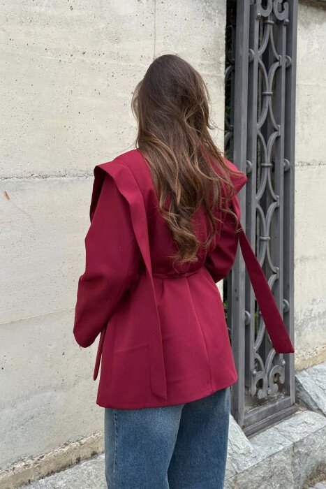 ONE COLOR LACING WAIST WOMAN JACKET DARK BURGUNDY/VISHNJE E ERRET - 4